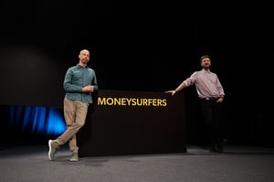 Davide Francesco Sada ed Enrico Garzotto di Moneysurfers in un evento a Milano
