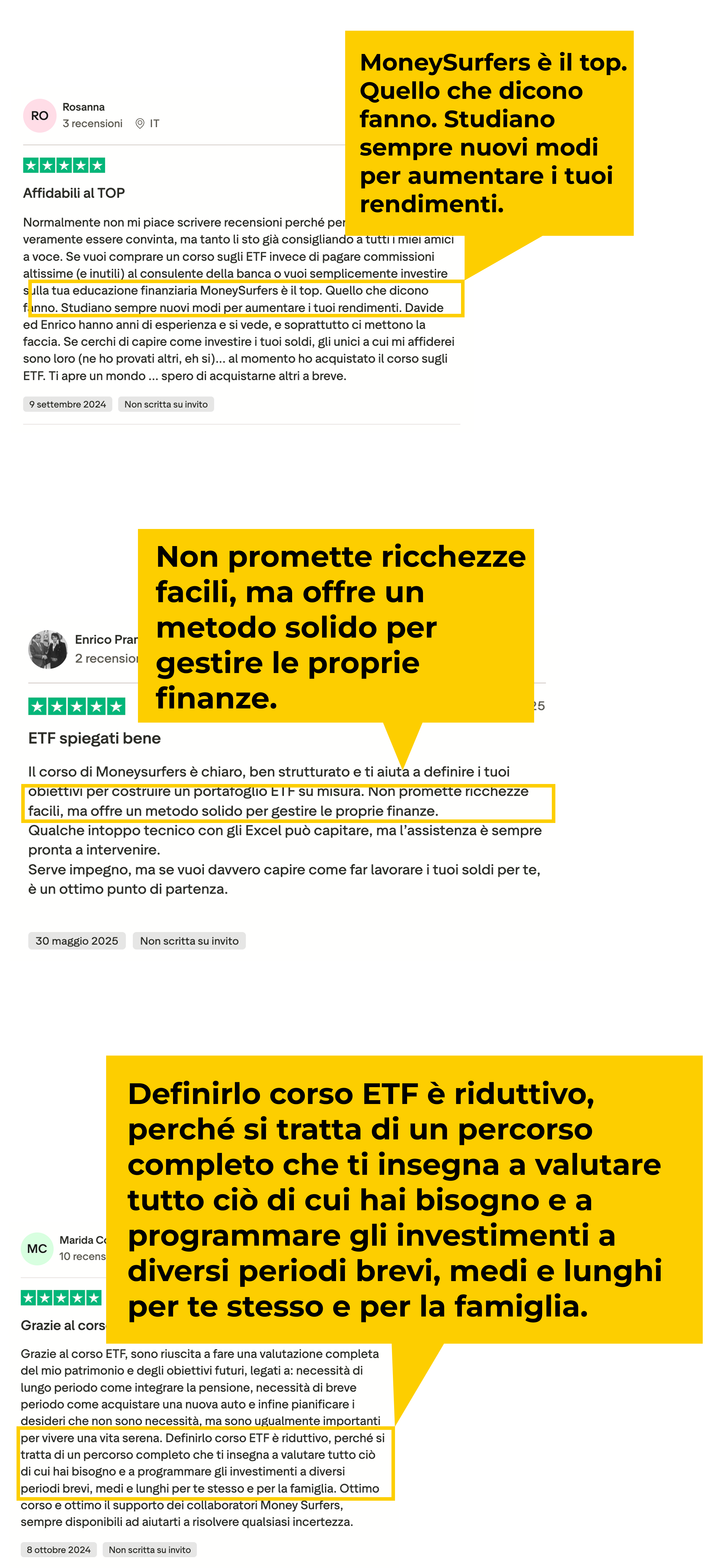 Recensioni dei corsisti Ethical ETF Boost
